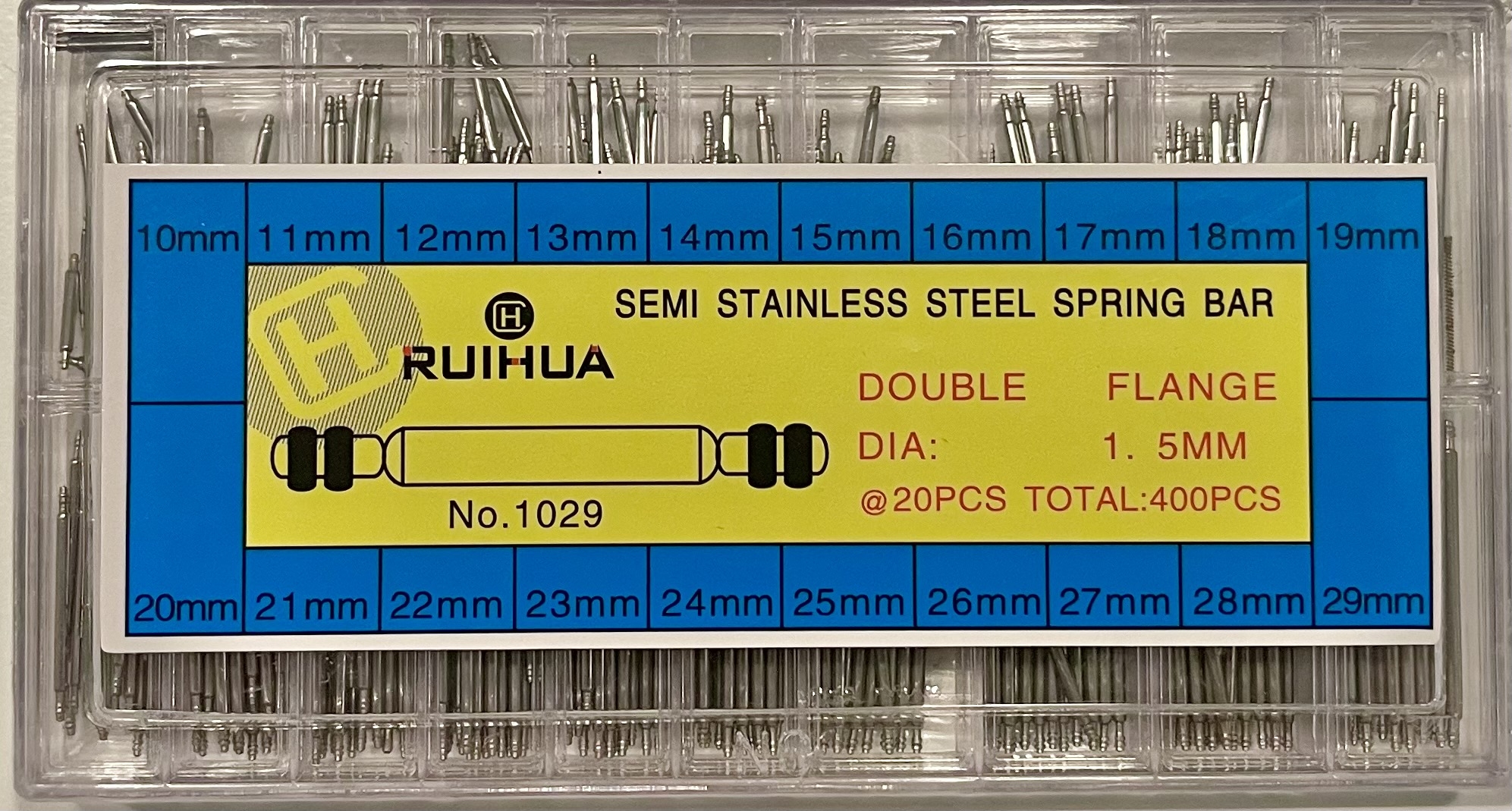 400 SEMI STAINLESS STEEL SPRING BAR (20pcs each 10-29mm) - SET 400 ANSE (20pz da 10 a 29mm)